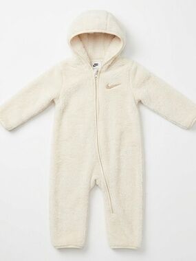 Nike Baby Sherpa Bunting Hooded One Piece Ivory Fleece 6-9M